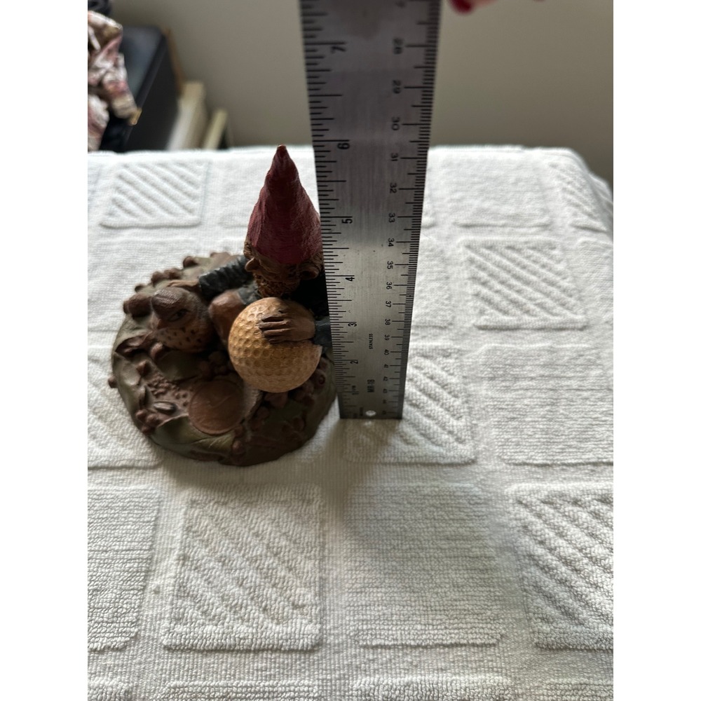 Burlington Designs Golfing Gnome Figurine Holding Ball‎ Red Hat Home Decor vguc